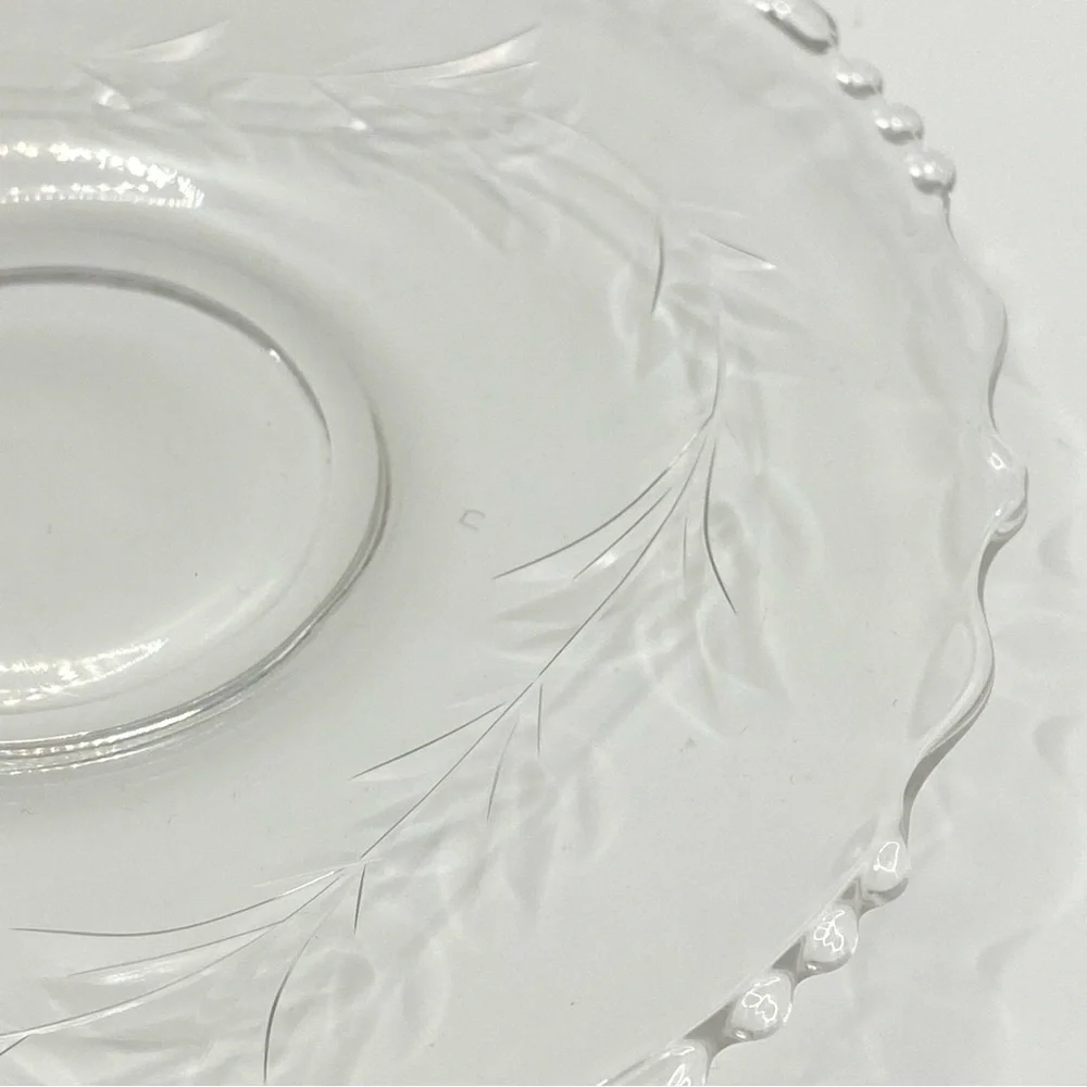Vintage Tiffin-Franciscan Dolores 3 Piece Mayonnaise Set Clear Etched Glass MINT